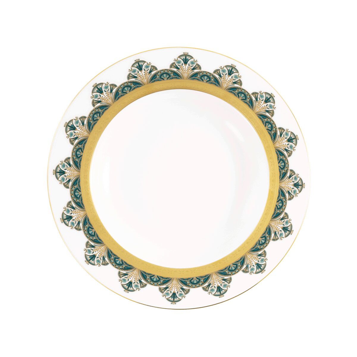 Haviland Rêves Du Nil Green Gold Rim Soup Plate Soup Plates & Rimmed Soup Bowl