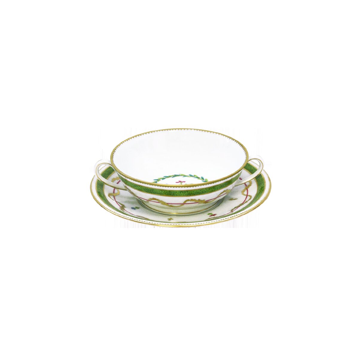 Haviland Vieux Paris Vert Cream Soup Cup and Saucer