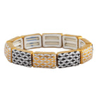 Hand-painted Herend 10 Link Bracelet in Black-Gold fishnet porcelain on a white background