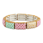 Herend 10 Link Bracelet porcelain figurine painted in the Key Lime-Pink-Gold fishnet pattern