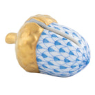 Blue fishnet Acorn Place Card Holder figurine, hand-painted Herend porcelain with 24k gold accents