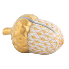 Herend Acorn Place Card Holder porcelain figurine painted in the Butterscotch fishnet pattern