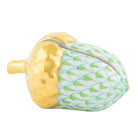 Key Lime fishnet Acorn Place Card Holder figurine, hand-painted Herend porcelain with 24k gold accents