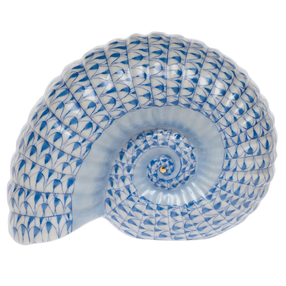 Ammonite Figurine in hand-painted Blue porcelain by Herend of Hungary