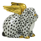 Black fishnet Angel Bunny Figurine figurine, hand-painted Herend porcelain with 24k gold accents
