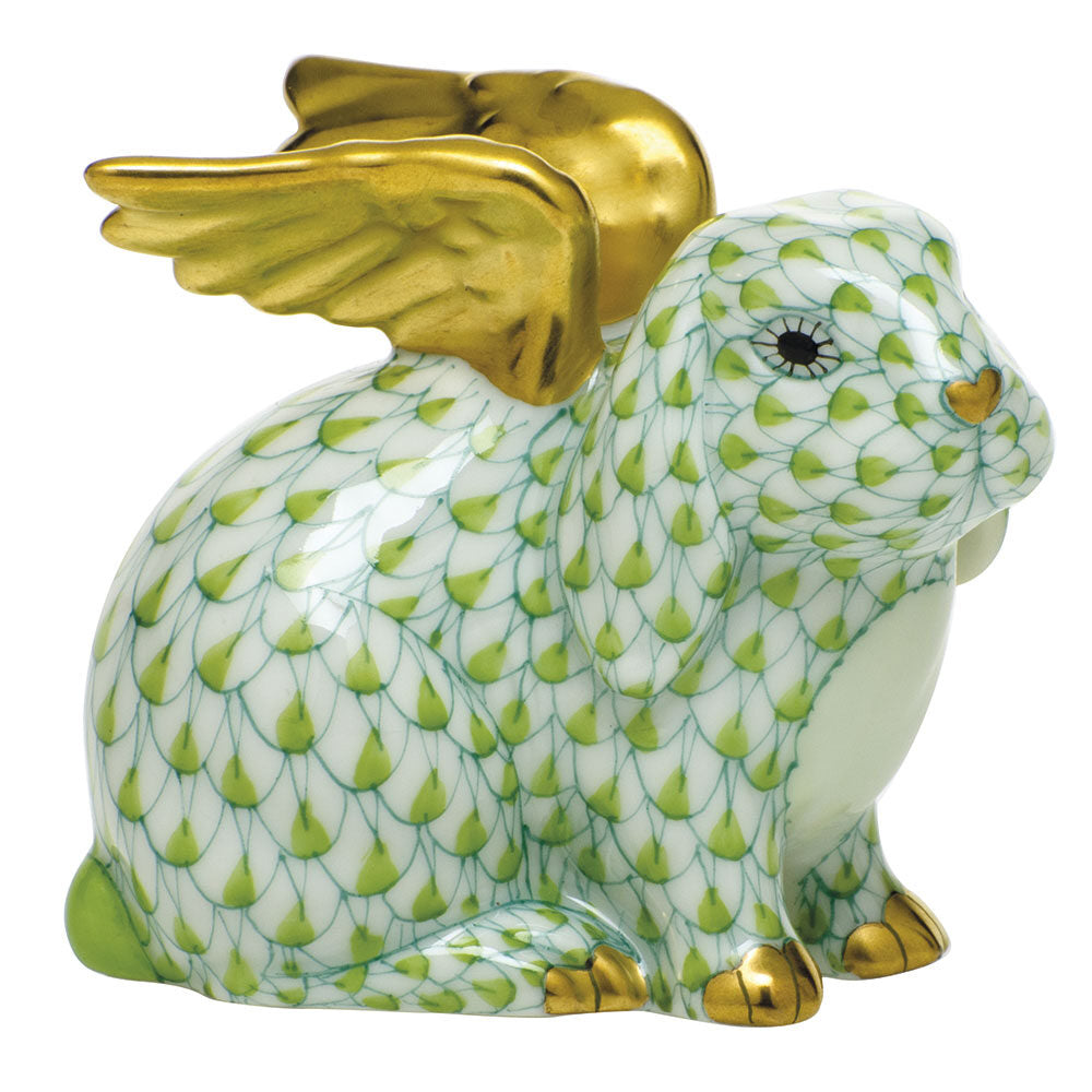 Angel Bunny Figurine in hand-painted Key Lime porcelain by Herend of Hungary