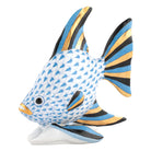 Hand-painted Herend Angel Fish Figurine in Blue fishnet porcelain on a white background