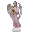 Hand-painted Herend Angel with Harp Figurine in fine porcelain, 2.75in L X 7.5in H, on a white background