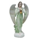 Hand-painted Herend Angel with Horn Figurine in fine porcelain, 2.75in L X 7.5in H, on a white background
