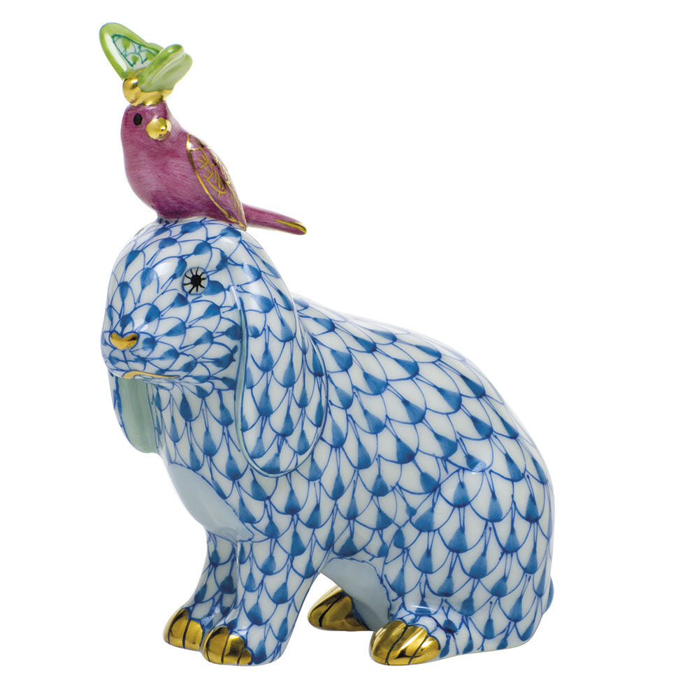 Blue-Raspberry-Key Lime fishnet Animal Trio Figurine figurine, hand-painted Herend porcelain with 24k gold accents