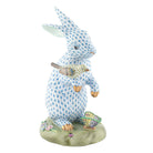 Hand-painted Herend Anniversary Bunny Figurine in fine porcelain, 5.75in L X 5in W X 9.5in H, on a white background