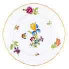 Hand-painted Herend Antique Iris Bread and Butter Plate in fine porcelain, 6in D,, Motif 3, on a white background