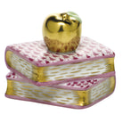 Herend Apple on Books Figurine porcelain figurine painted in the Raspberry fishnet pattern