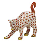 Arched Cat Figurine in hand-painted Rust porcelain by Herend of Hungary