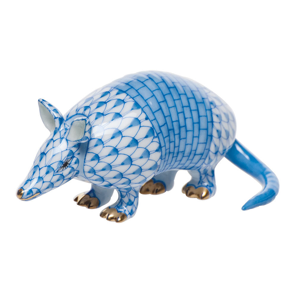 Herend Armadillo Figurine porcelain figurine painted in the Blue fishnet pattern