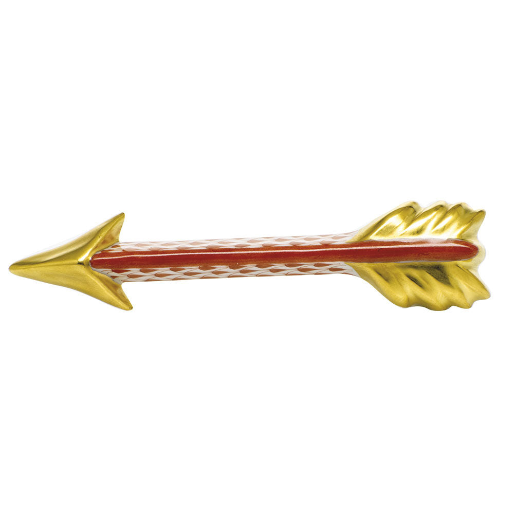 Herend Arrow Figurine porcelain figurine painted in the Rust fishnet pattern