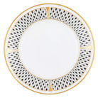 Hand-painted Herend Art Deco Black Bread and Butter Plate in fine porcelain, 6in D, on a white background
