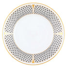 Hand-painted Herend Art Deco Black Dessert Plate in fine porcelain, 8in D, on a white background