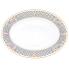 Hand-painted Herend Art Deco Black Oval Platter in fine porcelain, 15in L X 11in W, on a white background