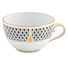 Hand-painted Herend Art Deco Black Tea Cup Teacup in fine porcelain, on a white background