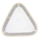 Hand-painted Herend Art Deco Black Triangle Dish in fine porcelain, 11in L X 10.25in W, on a white background