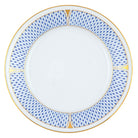 Hand-painted Herend Art Deco Blue Dinner Plate in fine porcelain, 10.25in D, on a white background