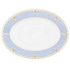 Hand-painted Herend Art Deco Blue Oval Platter in fine porcelain, 15in L X 11in W, on a white background