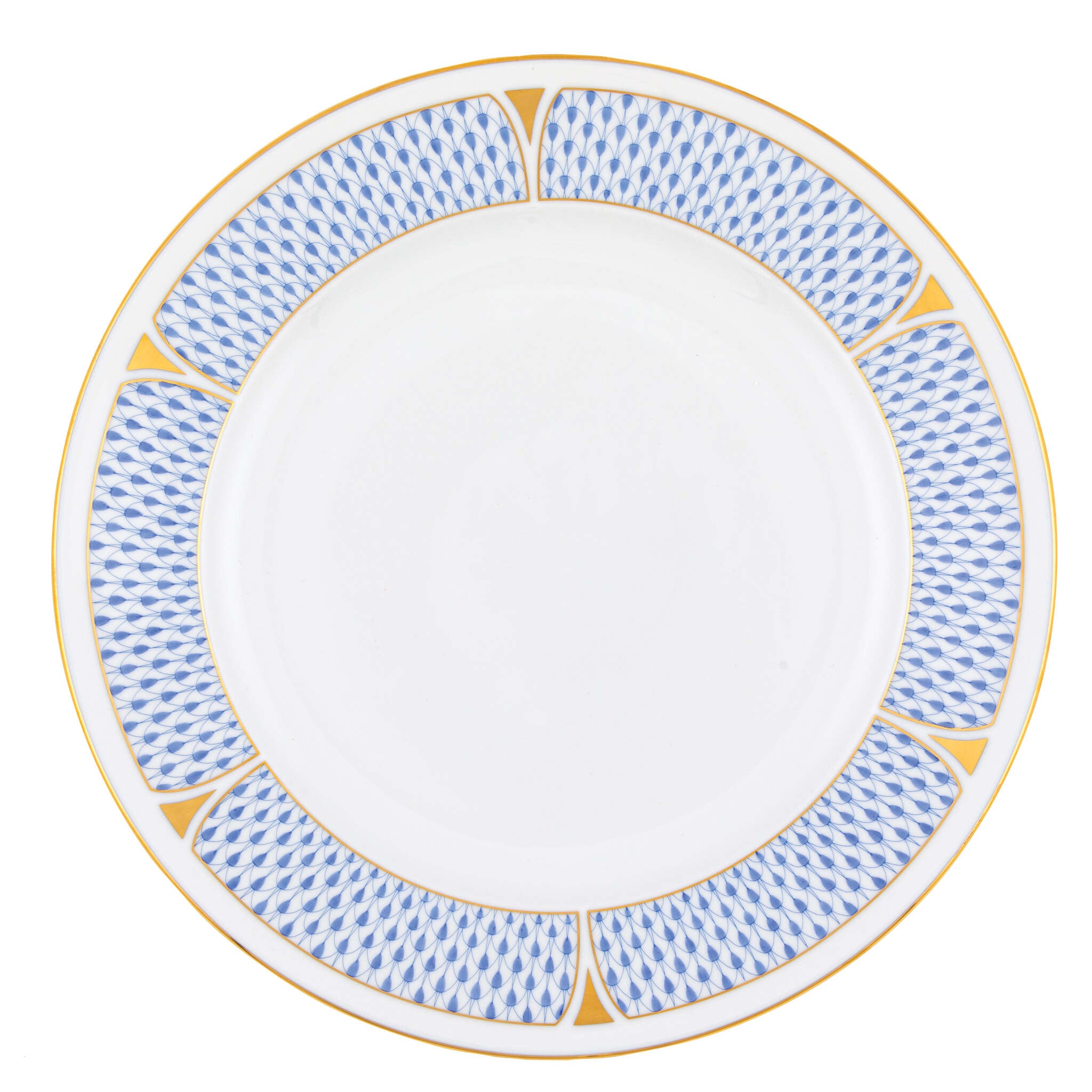 Hand-painted Herend Art Deco Blue Service Plate in fine porcelain, 11in D, on a white background