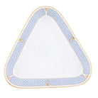 Hand-painted Herend Art Deco Blue Triangle Dish in fine porcelain, 11in L X 10.25in W, on a white background
