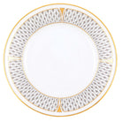 Hand-painted Herend Art Deco Gray Bread and Butter Plate in fine porcelain, 6in D, on a white background