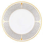 Hand-painted Herend Art Deco Gray Dessert Plate in fine porcelain, 8in D, on a white background
