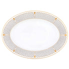 Hand-painted Herend Art Deco Gray Oval Platter in fine porcelain, 15in L X 11in W, on a white background
