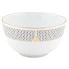Hand-painted Herend Art Deco Gray Round Bowl in fine porcelain, 4in H X 7.5in D, on a white background