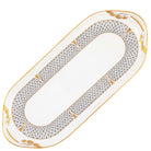 Hand-painted Herend Art Deco Gray Sandwich Tray in fine porcelain, 14.25in L X 6in W, on a white background