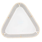 Hand-painted Herend Art Deco Gray Triangle Dish in fine porcelain, 11in L X 10.25in W, on a white background