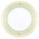 Hand-painted Herend Art Deco Green Bread and Butter Plate in fine porcelain, 6in D, on a white background