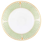 Hand-painted Herend Art Deco Green Dessert Plate in fine porcelain, 8in D, on a white background