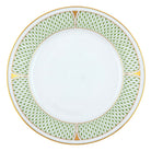 Hand-painted Herend Art Deco Green Dinner Plate in fine porcelain, 10.25in D, on a white background