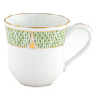 Hand-painted Herend Art Deco Green Mug in fine porcelain, (11 OZ) 3.5in H, on a white background