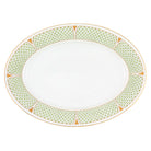 Hand-painted Herend Art Deco Green Oval Platter in fine porcelain, 15in L X 11in W, on a white background