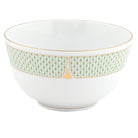 Hand-painted Herend Art Deco Green Round Bowl in fine porcelain, 4in H X 7.5in D, on a white background