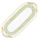 Hand-painted Herend Art Deco Green Sandwich Tray in fine porcelain, 14.25in L X 6in W, on a white background