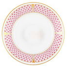 Hand-painted Herend Art Deco Raspberry Bread and Butter Plate in fine porcelain, 6in D, on a white background