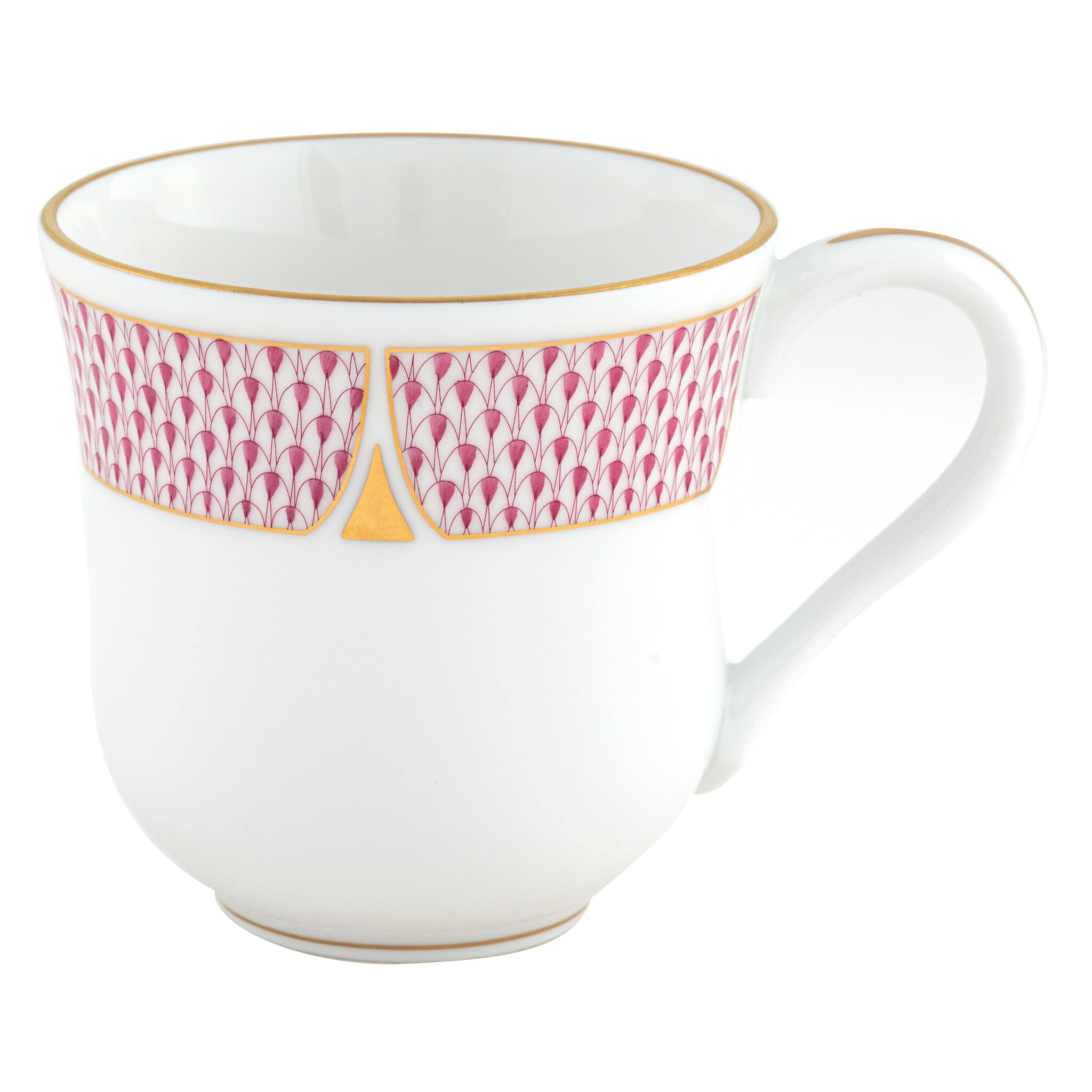 Hand-painted Herend Art Deco Raspberry Mug in fine porcelain, (11 OZ) 3.5in H, on a white background