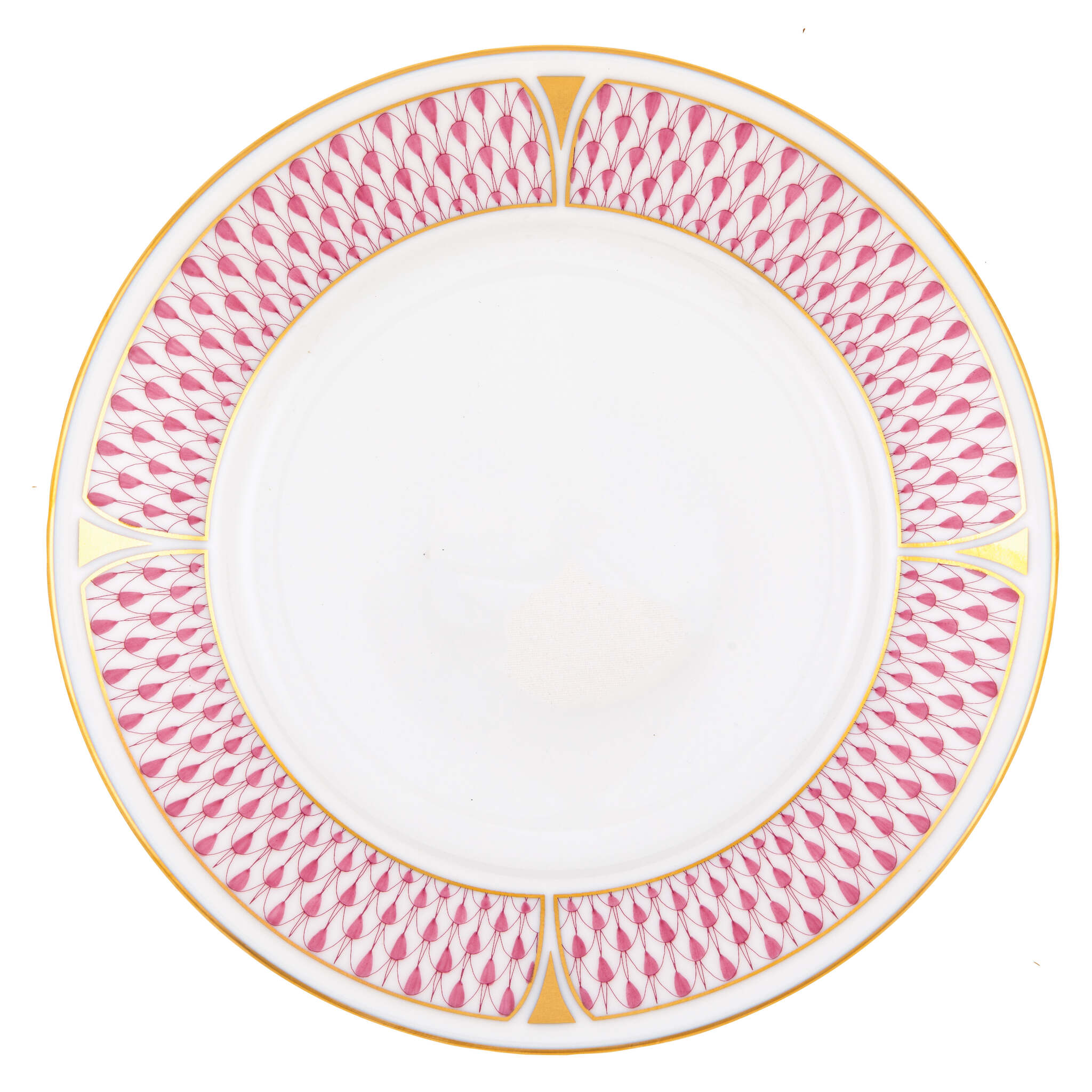 Hand-painted Herend Art Deco Raspberry Salad Plate in fine porcelain, 7.25in D, on a white background