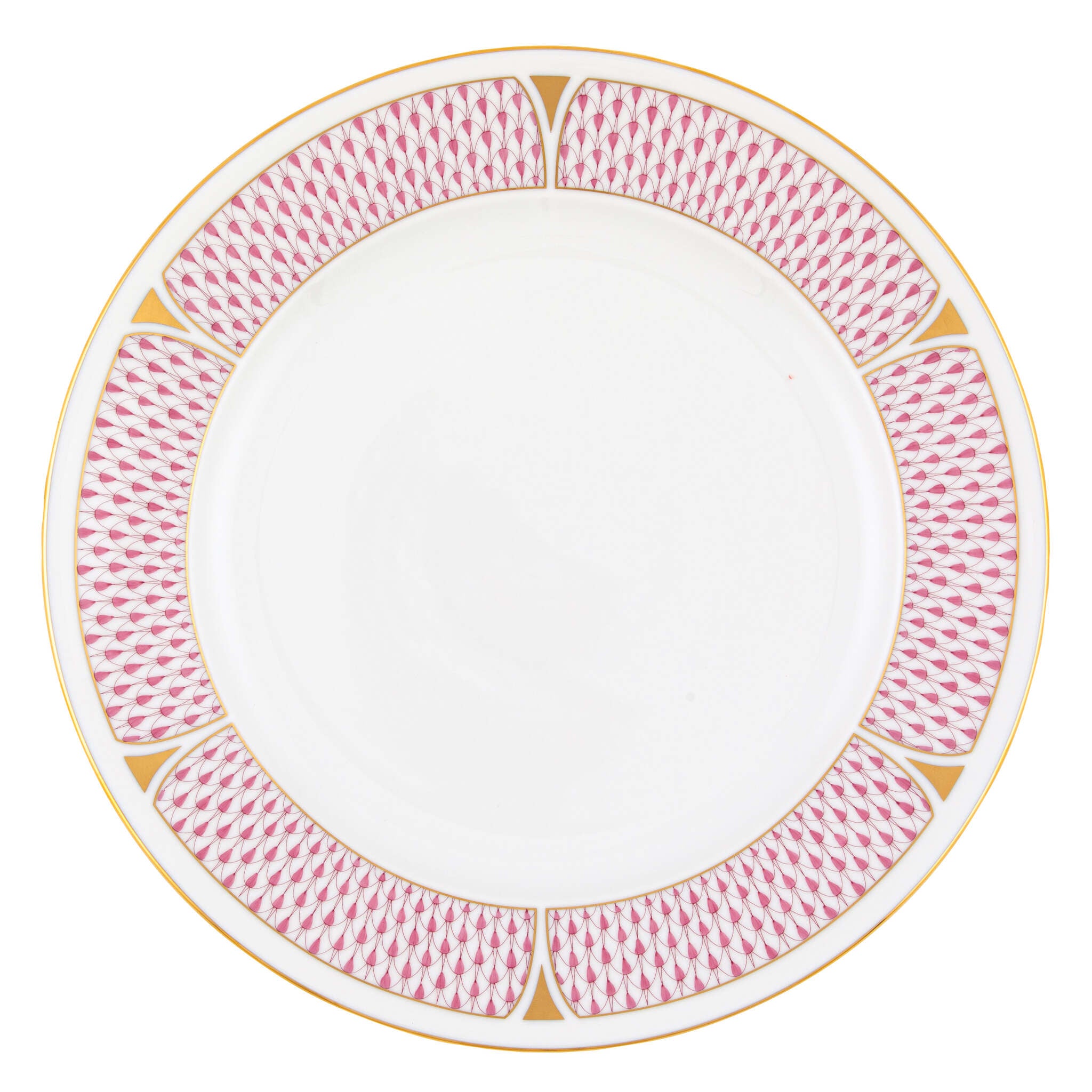 Hand-painted Herend Art Deco Raspberry Service Plate in fine porcelain, 11in D, on a white background
