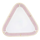 Hand-painted Herend Art Deco Raspberry Triangle Dish in fine porcelain, 11in L X 10.25in W, on a white background