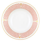 Hand-painted Herend Art Deco Rust Rim Soup Soup Plates & Rimmed Soup Bowl in fine porcelain, 8.5in D, on a white background