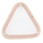 Hand-painted Herend Art Deco Rust Triangle Dish in fine porcelain, 11in L X 10.25in W, on a white background