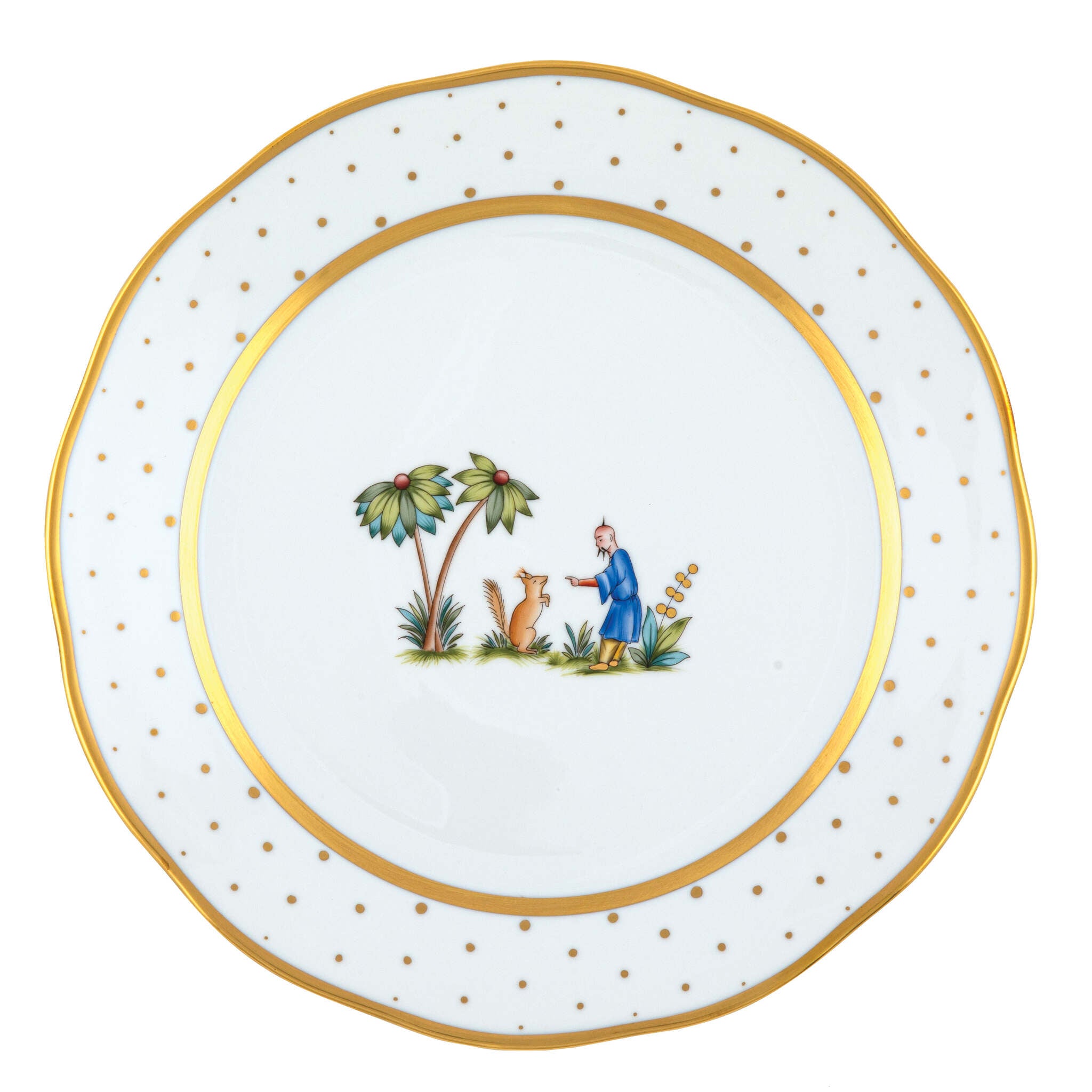 Hand-painted Herend Asian Garden Dinner Plate in fine porcelain, 10.5in D,, Motif 3, on a white background